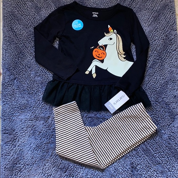 🎃New Carters Halloween Black Unicorn Sparkle Glitter Set - Picture 1 of 8